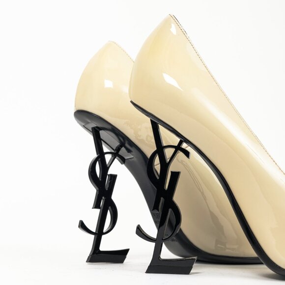 Saint Laurent Opyum Cream Patent YSL Cassandre Pointed-Toe Pumps - Picture 7 of 10